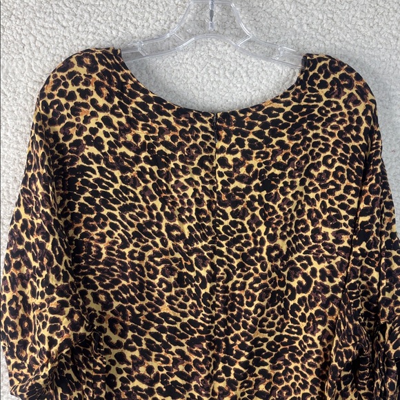 NWT Jessica Simpson Womens Leopard Print V Neck Half Sleeve Belted Dress Size 3X - Picture 8 of 13